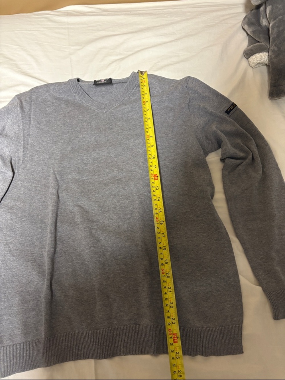 Vintage Polo Jeans Company Gray V-Neck Sweater Medium - Picture 5 of 6